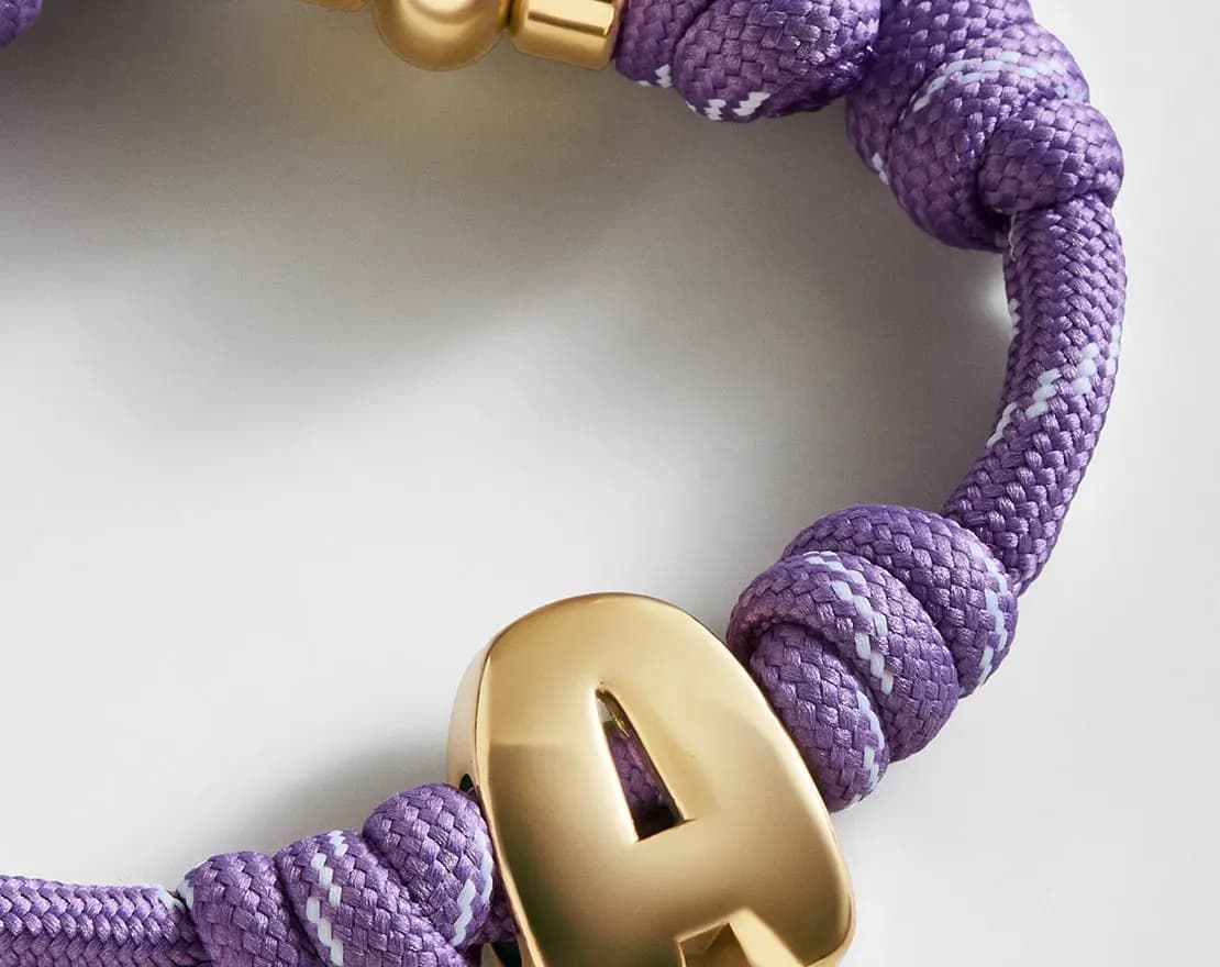 BaubleBar Knotty Initial Custom Bracelet - Lilac Purple Single Letter Gold [Adjustable pull-tie so you can get a perfect fit, Personalized with the capital letter of yo, Choose fro