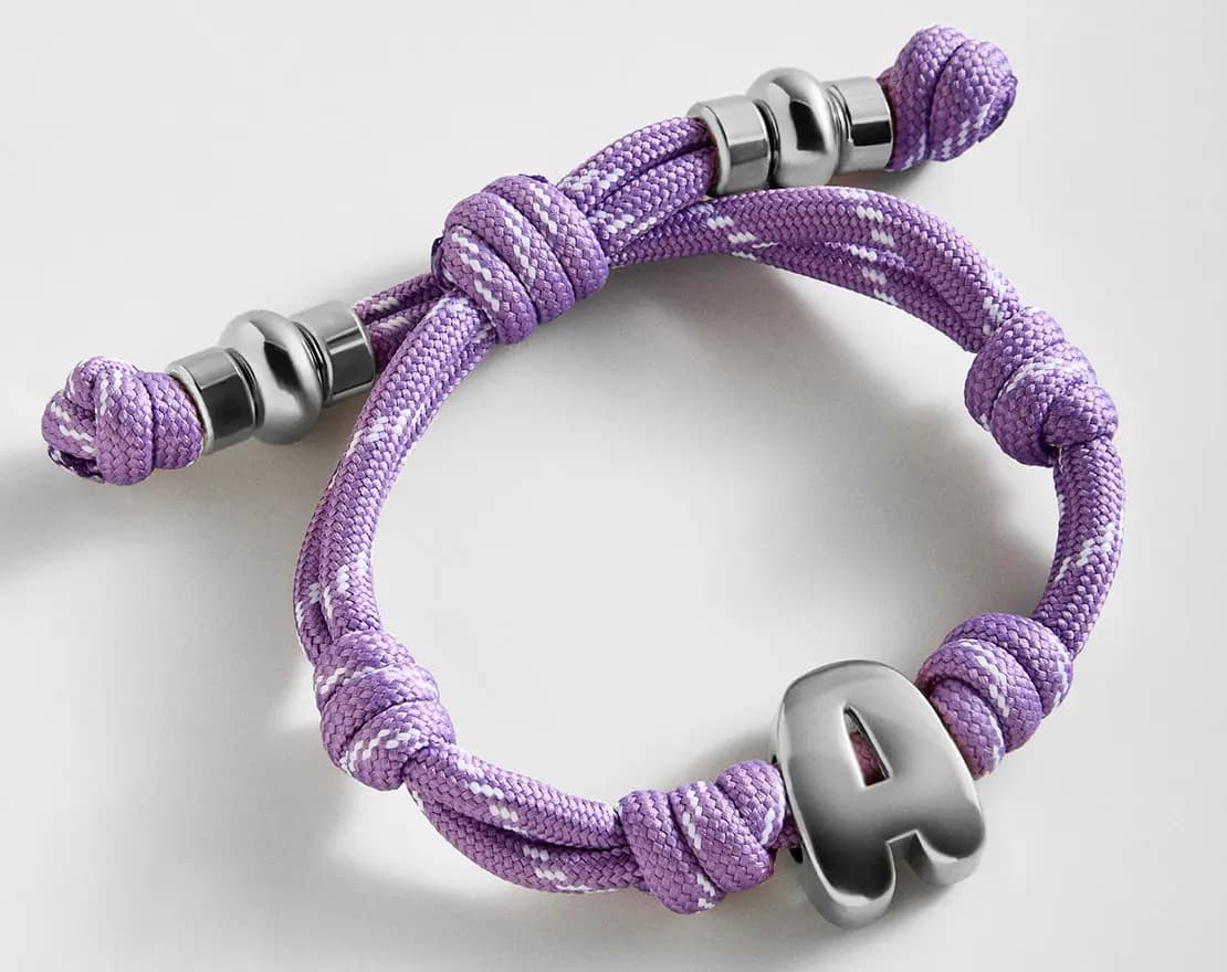 BaubleBar Knotty Initial Custom Bracelet - Lilac Purple Single Letter Gold [Adjustable pull-tie so you can get a perfect fit, Personalized with the capital letter of yo, Choose fro