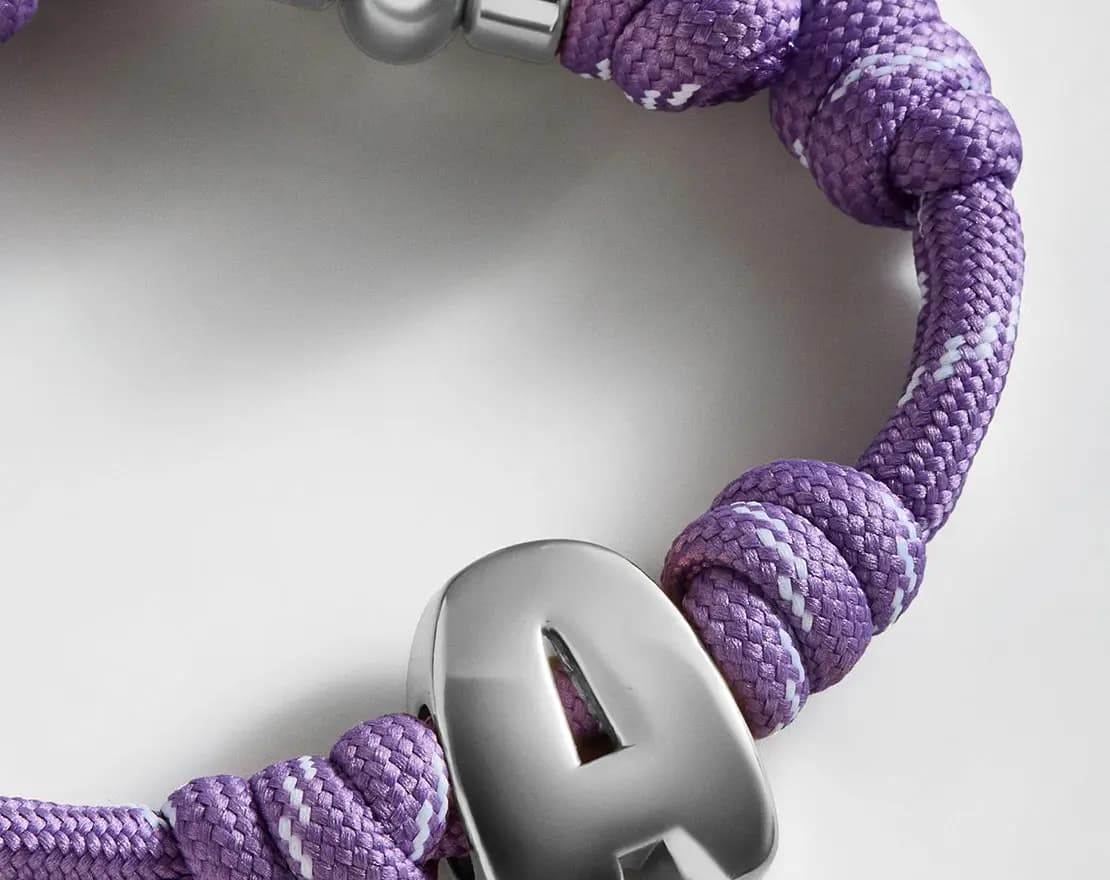 BaubleBar Knotty Initial Custom Bracelet - Lilac Purple Single Letter Gold [Adjustable pull-tie so you can get a perfect fit, Personalized with the capital letter of yo, Choose fro