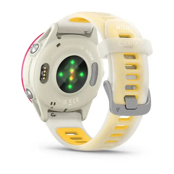Garmin Forerunner 570 42mm Raspberry Aluminum with Translucent Bone/Mango Band [AMOLED (optional always-on mode), 5 ATM, 1.2" (30.4 mm) diameter]