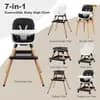 Kinder King 7 in 1 Baby High Chair Convert to Wooden Feeding Chair Removable Tray 5-Point Harness Gray [Dimensions (Overall) 53 inches (H) x 41 inches (W) x 35 inche, Weight 13.8 p