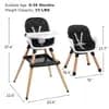 Kinder King 7 in 1 Baby High Chair Convert to Wooden Feeding Chair Removable Tray 5-Point Harness Gray [Dimensions (Overall) 53 inches (H) x 41 inches (W) x 35 inche, Weight 13.8 p