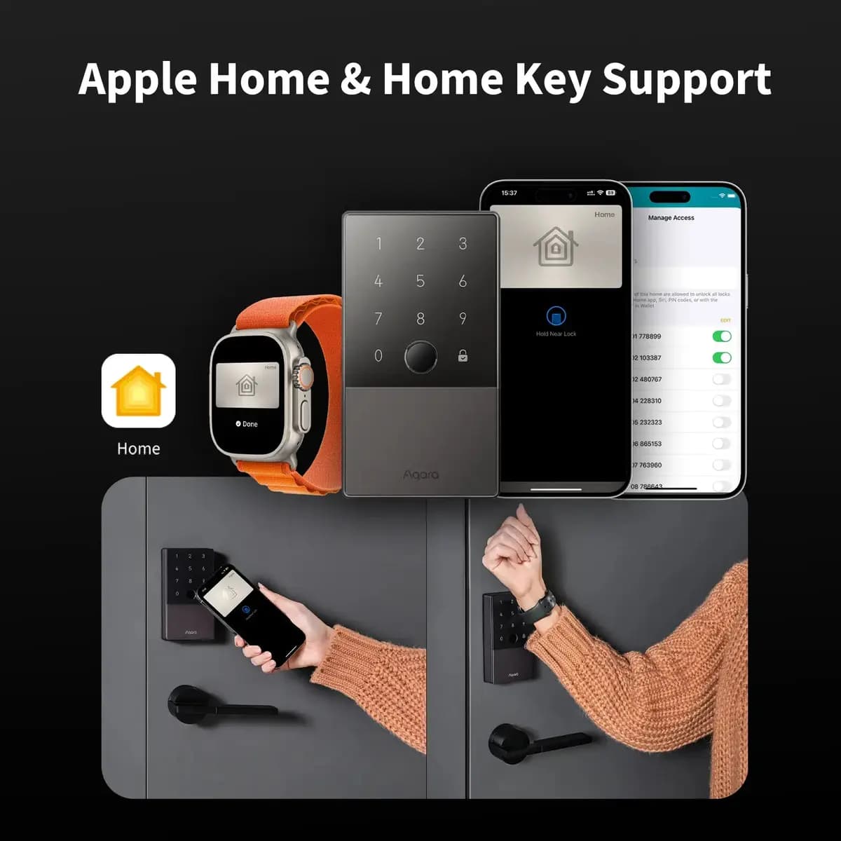 Aqara Smart Lock U100 Silver [3.87 pounds/1.76KG, IP65 (keypad), Bluetooth 5.0 and ZigBee 3.0, NFC]