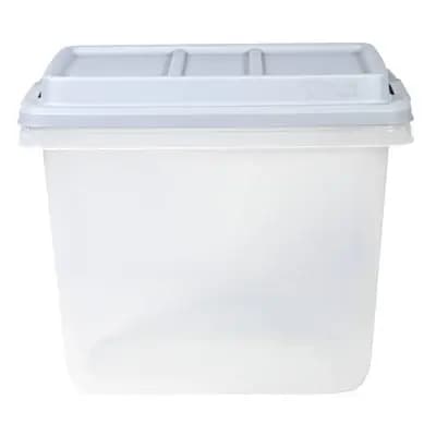 Hefty 32qt Slim Clear Plastic Storage Bin with Gray HI-RISE Stackable Lid: Locking Handles, Universal Utility Totes [32 Quart, Spot or Wipe Clean, Universal Storage]