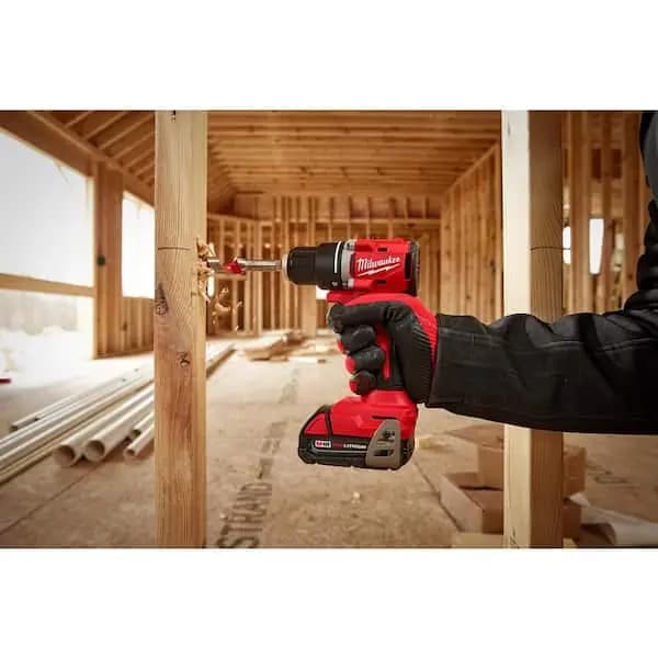 Milwaukee M18 18V Lithium-Ion Brushless Cordless 1/2 in. Compact Drill/Driver with One 2.0 Ah Battery, Charger and Tool Bag, 3601-21P [Battery Amp Hours: 2 Ah, Battery Power Type: 