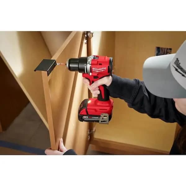 Milwaukee M18 18V Lithium-Ion Brushless Cordless 1/2 in. Compact Drill/Driver with One 2.0 Ah Battery, Charger and Tool Bag, 3601-21P [Battery Amp Hours: 2 Ah, Battery Power Type: 
