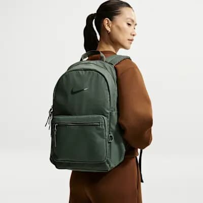 Nike Heritage Eugene 2.0 Winterized Backpack (20L) Camo Green/Camo Green/Black Spruce [Camo Green/Camo Green/Black Spruce, Hardware ring adds utility., 18" H x 11" W x 6" D]