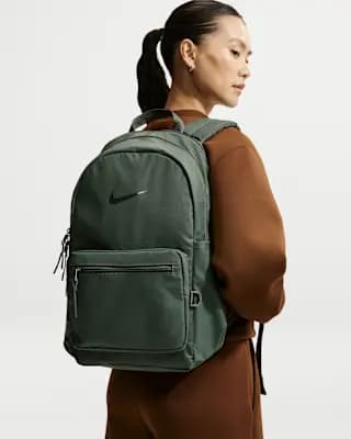 Nike Heritage Eugene 2.0 Winterized Backpack (20L) Camo Green/Camo Green/Black Spruce [Camo Green/Camo Green/Black Spruce, Hardware ring adds utility., 18" H x 11" W x 6" D]