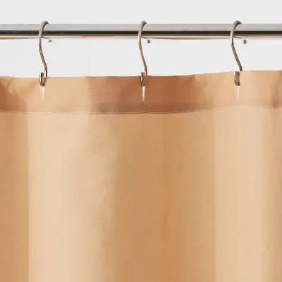 Room Essentials Fabric Colorblock Shower Curtain Tan - Room Essentialsâ„¢ [80% Recycled Polyester, 1.4 Pounds, 72 Inches (H) x 72 Inches (W)]