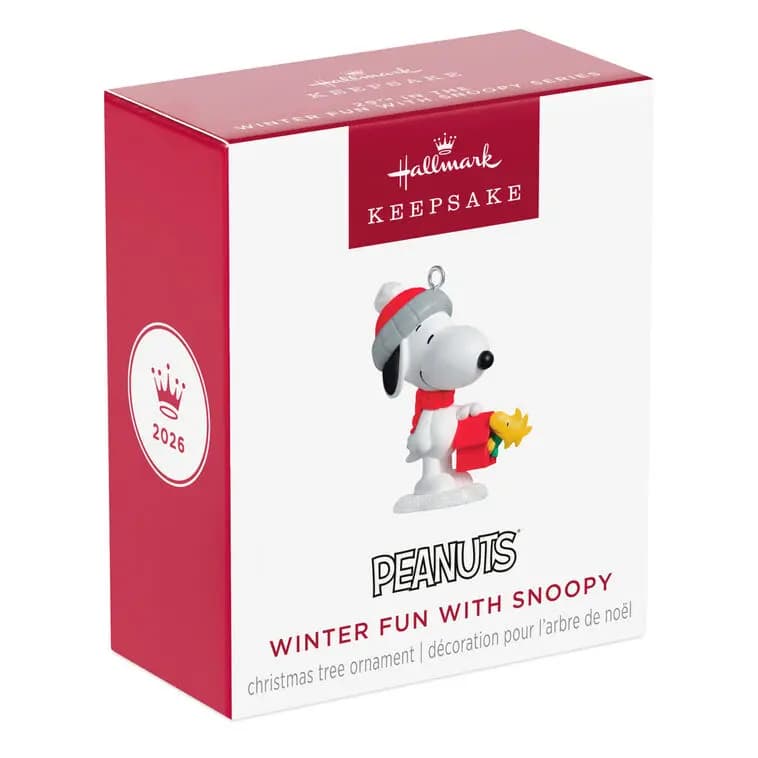 Mini Peanuts Winter Fun With Snoopy Ornament, 1.25" [MINIATURE 0.75 x 1.25 x 0.75, Plastic ornament with hanger attachm, One 2026 miniature Hallmark Keepsake, 29th in the Winter Fu