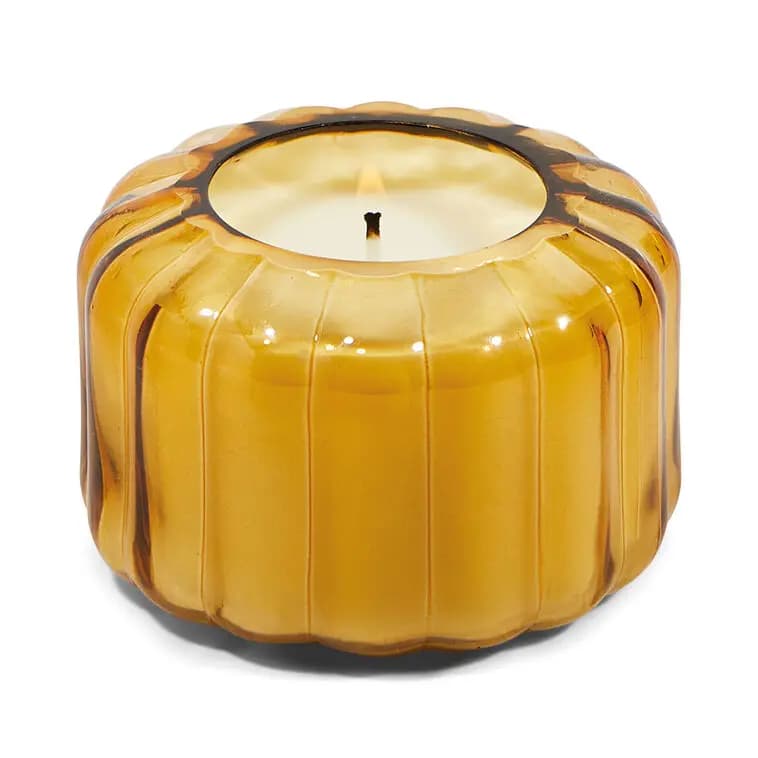 Paddywax Golden Ember Scented Candle in Tan Glass Jar, 4.5 oz. [Holds 4.5 oz., Golden emberÃ¢â‚¬â€cade oil, spices and ce, Soy-blend wax, ribbed glass., RPL0503]