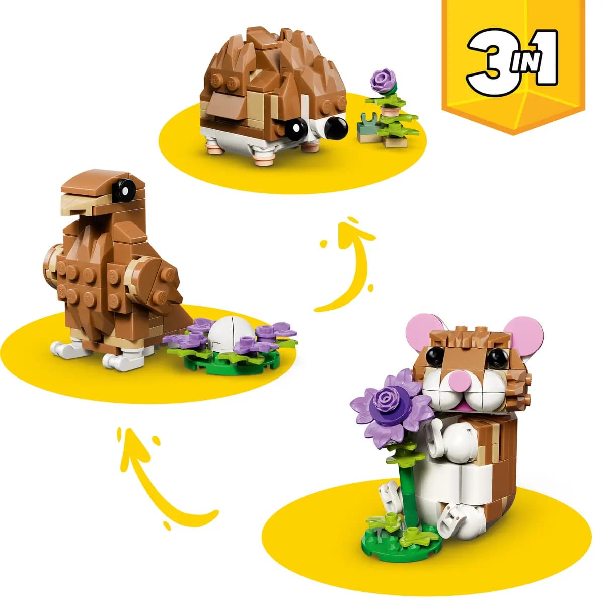 LEGO Cute Hamster with a Flower 31376 [166 pieces, ages 7+, Creator 3-in-1]