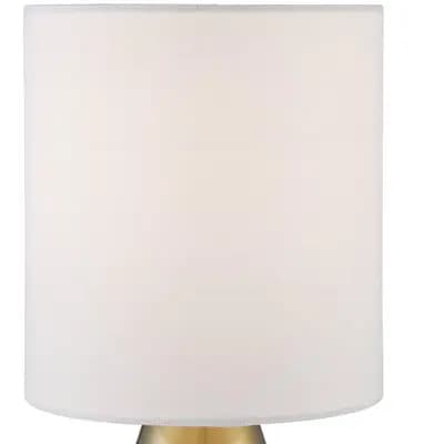 360 Lighting Marty Modern Accent Table Lamps 14 3/4" High Set of 2 Brass Metal White Cylinder Shade for Bedroom Bedside Nightstand Office Kids House [60 Watts, 6 feet, 7.5 inches (