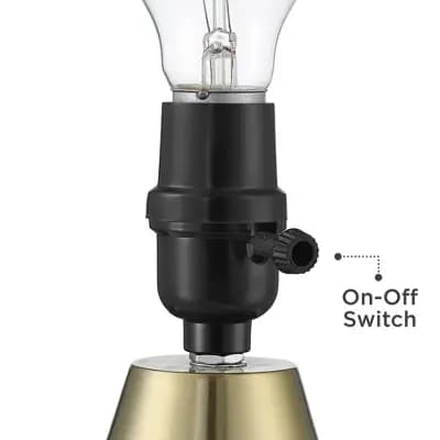 360 Lighting Marty Modern Accent Table Lamps 14 3/4" High Set of 2 Brass Metal White Cylinder Shade for Bedroom Bedside Nightstand Office Kids House [60 Watts, 6 feet, 7.5 inches (