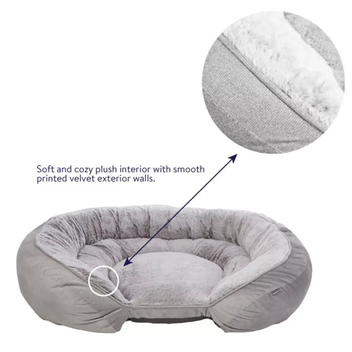 Top Paw® Orthopedic Grey Lounger Dog Bed, Large, Extra Large, 30Lx38W, 38Lx48W [Includes 1 Bed, Intended Pet(s) Dogs, Color Grey, Product Dimensions 38 in L x 48 in W x 10 in H (96