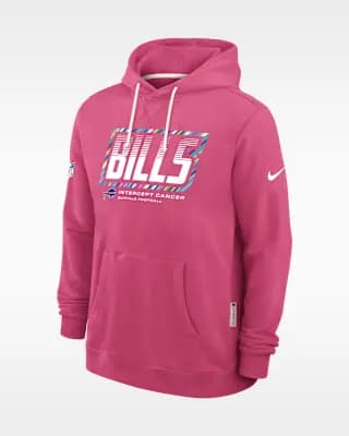 Buffalo Bills Crucial Catch Sideline Standard Issue Men's Nike Dri-FIT NFL Pullover Hoodie Pink [Pink, Hood with drawstring, Front pocket]