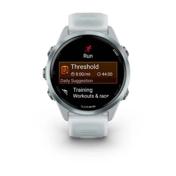 Garmin Forerunner 570 42mm Cloud Blue Aluminum with Translucent Whitestone/Cloud Blue Band [AMOLED (optional always-on mode), 5 ATM, 1.2" (30.4 mm) diameter]
