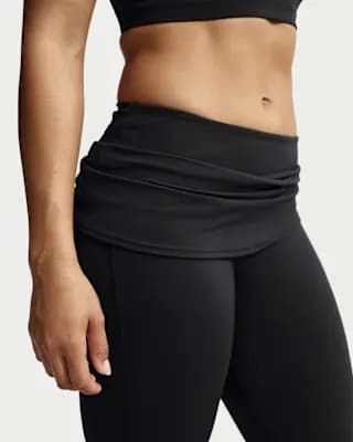 Nike Zenvy Women's Dri-FIT Mid-Rise Pants with Layered Skirt Black/Cool Grey [Body: 69% nylon/31% spandex. Panels lining: 72% nylon/28% spandex., Machine wash, XS (0–2)-XXL (20–22)