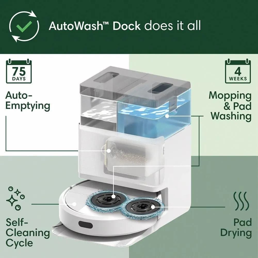 iRobot Roomba Plus 405 Combo robot + AutoWash dock White [14.1 x 13.8 x 4.2, 9.06, Lithium-ion]