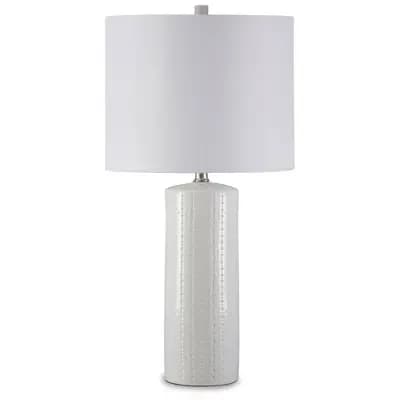 Signature Design by Ashley Set of 2 Steuben Ceramic Table Lamps White - Signature Design by Ashley: Textured Base, UL Listed, Modern Decor [8 Feet, Ceramic, 10 Inches (H)]