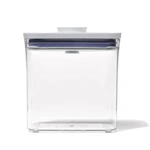OXO POP 1.7qt Plastic Rectangle Tall Airtight Food Storage Container Clear: Dishwasher-Safe Pantry Organizer [Dimensions (Overall) 6.8 Inches (H) x 6.3 Inches (W) x 4.3 In, Weight 