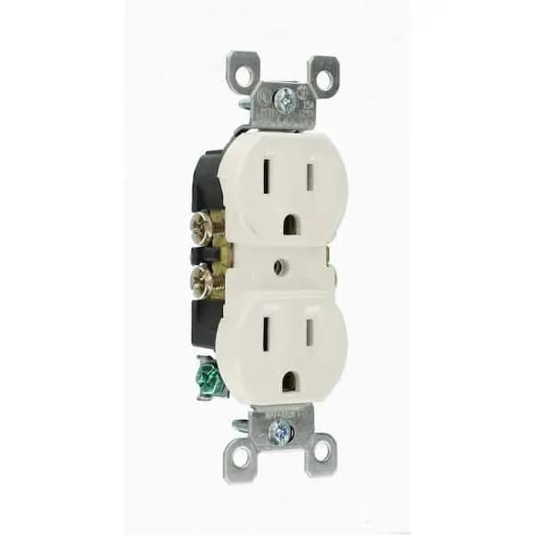 Leviton 15 Amp 125 V Duplex Outlet/Receptacle, White (10-Pack) 5320-WMP, M24-05320-WMP [Amperage (A): 15 A, Color Family: White, Color/Finish: White]