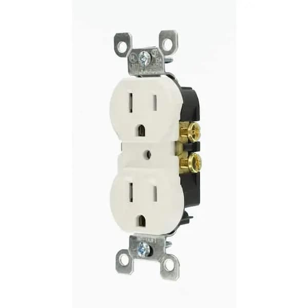 Leviton 15 Amp 125 V Duplex Outlet/Receptacle, White (10-Pack) 5320-WMP, M24-05320-WMP [Amperage (A): 15 A, Color Family: White, Color/Finish: White]