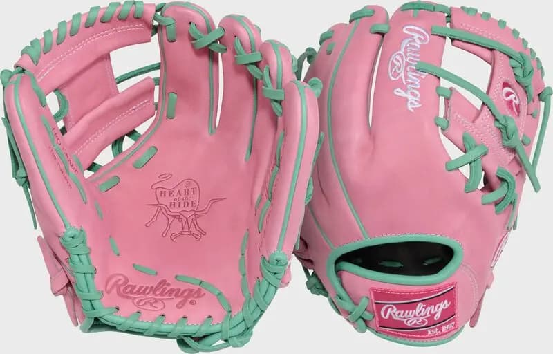 Rawlings 11.5" Heart of the Hide ContoUR Fit Pink Infield Glove, Right Hand Throw [Conventional, Pink, ContoUR Fit]