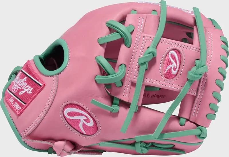 Rawlings 11.5" Heart of the Hide ContoUR Fit Pink Infield Glove, Right Hand Throw [Conventional, Pink, ContoUR Fit]