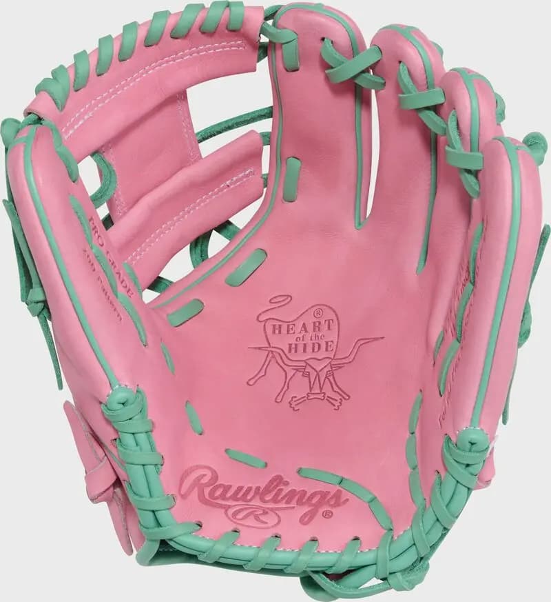Rawlings 11.5" Heart of the Hide ContoUR Fit Pink Infield Glove, Right Hand Throw [Conventional, Pink, ContoUR Fit]