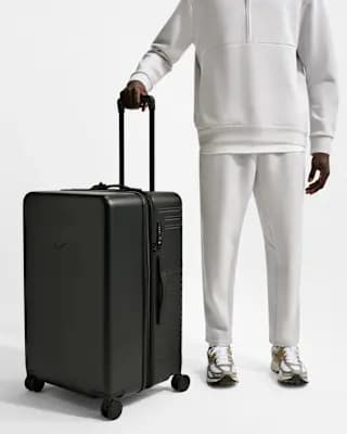 Nike Large Checked Luggage 29" Hardshell (143L) Black/Black/Black [Body: 100% polycarbonate. Lining: 100% polyester., Spot clean, ONE SIZE]
