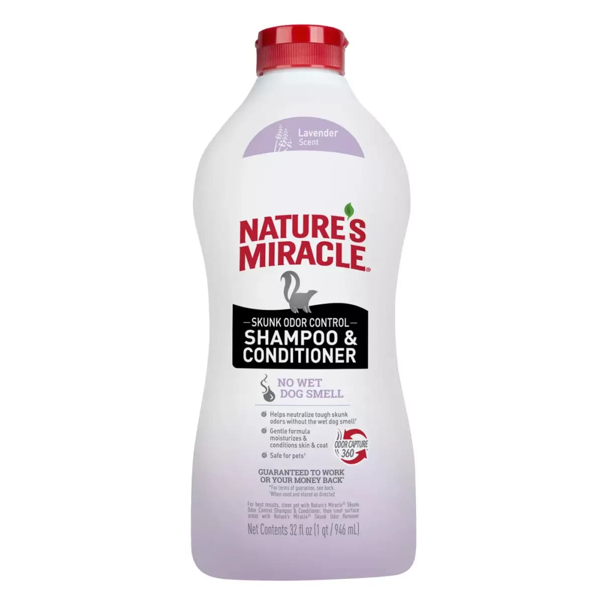 Nature's Miracle™ 2-in-1 Skunk Odor Control Shampoo & Conditioner - Lavender 32 oz [Intended For Dog, Cat, Includes 1 - 32 oz bottle, Health Consideration Odor, Control, Use Helps 
