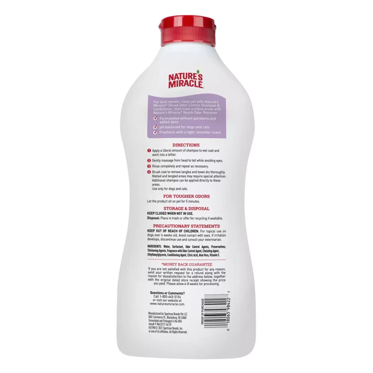 Nature's Miracle™ 2-in-1 Skunk Odor Control Shampoo & Conditioner - Lavender 32 oz [Intended For Dog, Cat, Includes 1 - 32 oz bottle, Health Consideration Odor, Control, Use Helps 