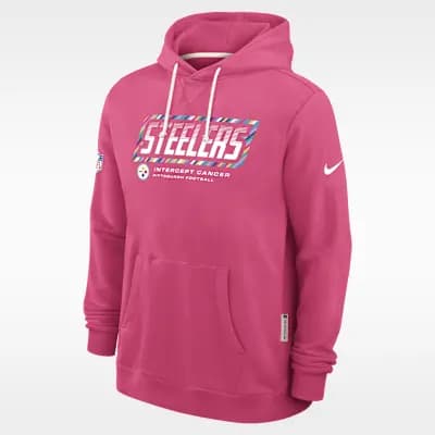 Pittsburgh Steelers Crucial Catch Sideline Standard Issue Men's Nike Dri-FIT NFL Pullover Hoodie Pink [Pink, Hood with drawstring, Front pocket]