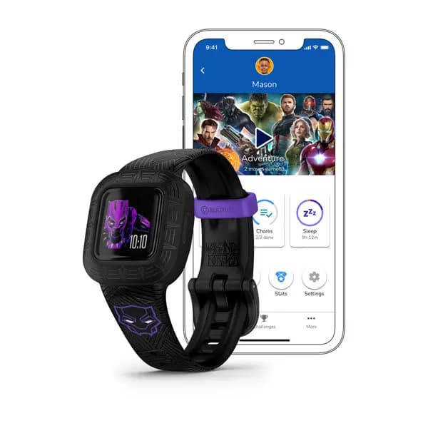 Garmin vívofit® jr. 3 Marvel [5 ATM, 0.56" x 0.56" (14.11 x 14.11 mm), Up to 1 year (1 x CR2025 user-replaceable) See Details]
