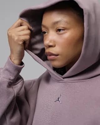 Jordan Brooklyn Women's Pullover Hoodie Purple Smoke [Body: 73% cotton/27% polyester. Rib: 97% cotton/3% spandex, Machine wash, XS (0–2)-XXL (20–22)]