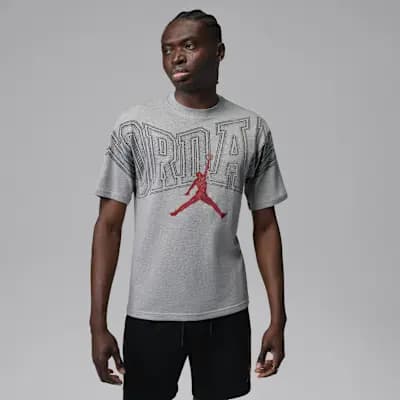 Jordan Men's Graphic T-Shirt Grey Heather/Gym Red [Grey Heather/Gym Red, 100% cotton, Machine wash]