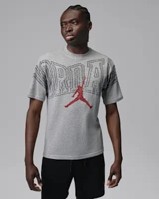 Jordan Men's Graphic T-Shirt Grey Heather/Gym Red [Grey Heather/Gym Red, 100% cotton, Machine wash]