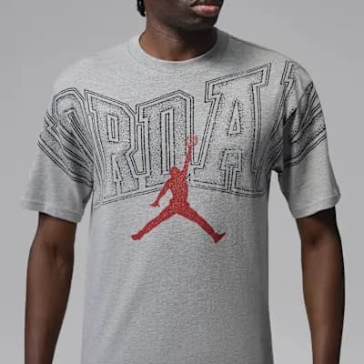 Jordan Men's Graphic T-Shirt Grey Heather/Gym Red [Grey Heather/Gym Red, 100% cotton, Machine wash]
