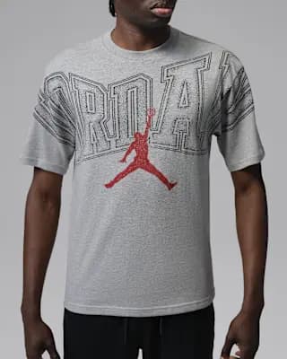 Jordan Men's Graphic T-Shirt Grey Heather/Gym Red [Grey Heather/Gym Red, 100% cotton, Machine wash]