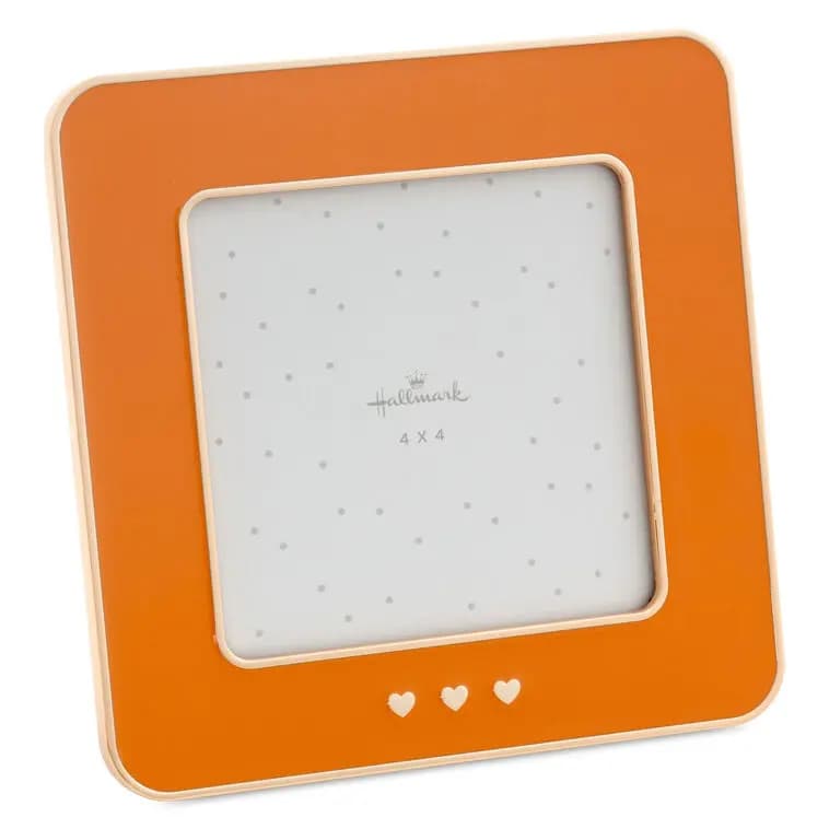 Three Hearts Orange Enamel Picture Frame, 4x4 [Message These are the days, Dimensions 5.5'' W x 5.5'' H x 0.5'' D, Material Enameled metal and glass., Count 1]