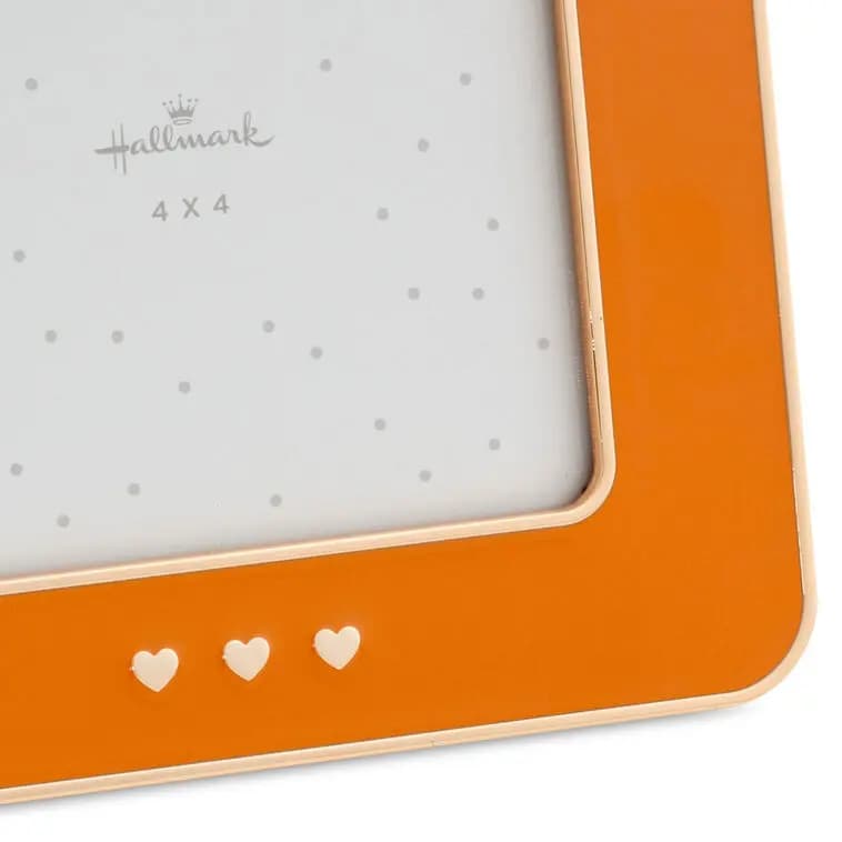 Three Hearts Orange Enamel Picture Frame, 4x4 [Message These are the days, Dimensions 5.5'' W x 5.5'' H x 0.5'' D, Material Enameled metal and glass., Count 1]