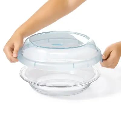OXO Glass Deep Dish Pie Plate with Lid: Round Pie Pan & Carrier, Dishwasher-Safe, 44.8 Volume Capacity [44.8 Ounces, Glass, 2.4 Pounds]