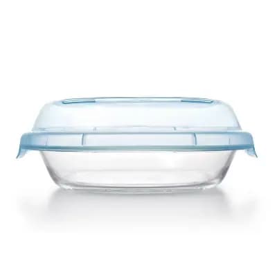 OXO Glass Deep Dish Pie Plate with Lid: Round Pie Pan & Carrier, Dishwasher-Safe, 44.8 Volume Capacity [44.8 Ounces, Glass, 2.4 Pounds]