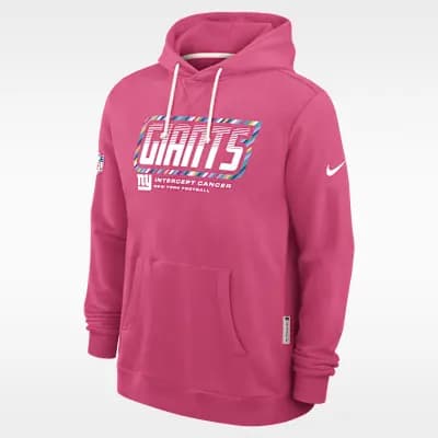 New York Giants Crucial Catch Sideline Standard Issue Men's Nike Dri-FIT NFL Pullover Hoodie Pink [Pink, Hood with drawstring, Front pocket]