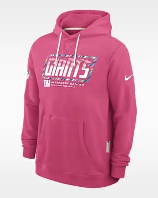 New York Giants Crucial Catch Sideline Standard Issue Men's Nike Dri-FIT NFL Pullover Hoodie Pink [Pink, Hood with drawstring, Front pocket]