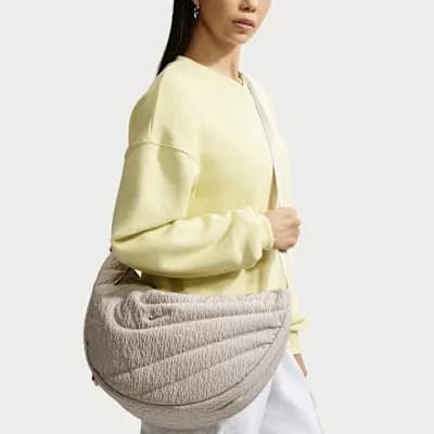Nike Aura Crescent Crossbody Bag (11L) Cream II/Cream II/MT SILVER BRL [Cream II/Cream II/MT SILVER BRL, 17"W x 9"H x 5"D, Adjustable strap]