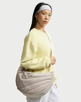 Nike Aura Crescent Crossbody Bag (11L) Cream II/Cream II/MT SILVER BRL [Cream II/Cream II/MT SILVER BRL, 17"W x 9"H x 5"D, Adjustable strap]