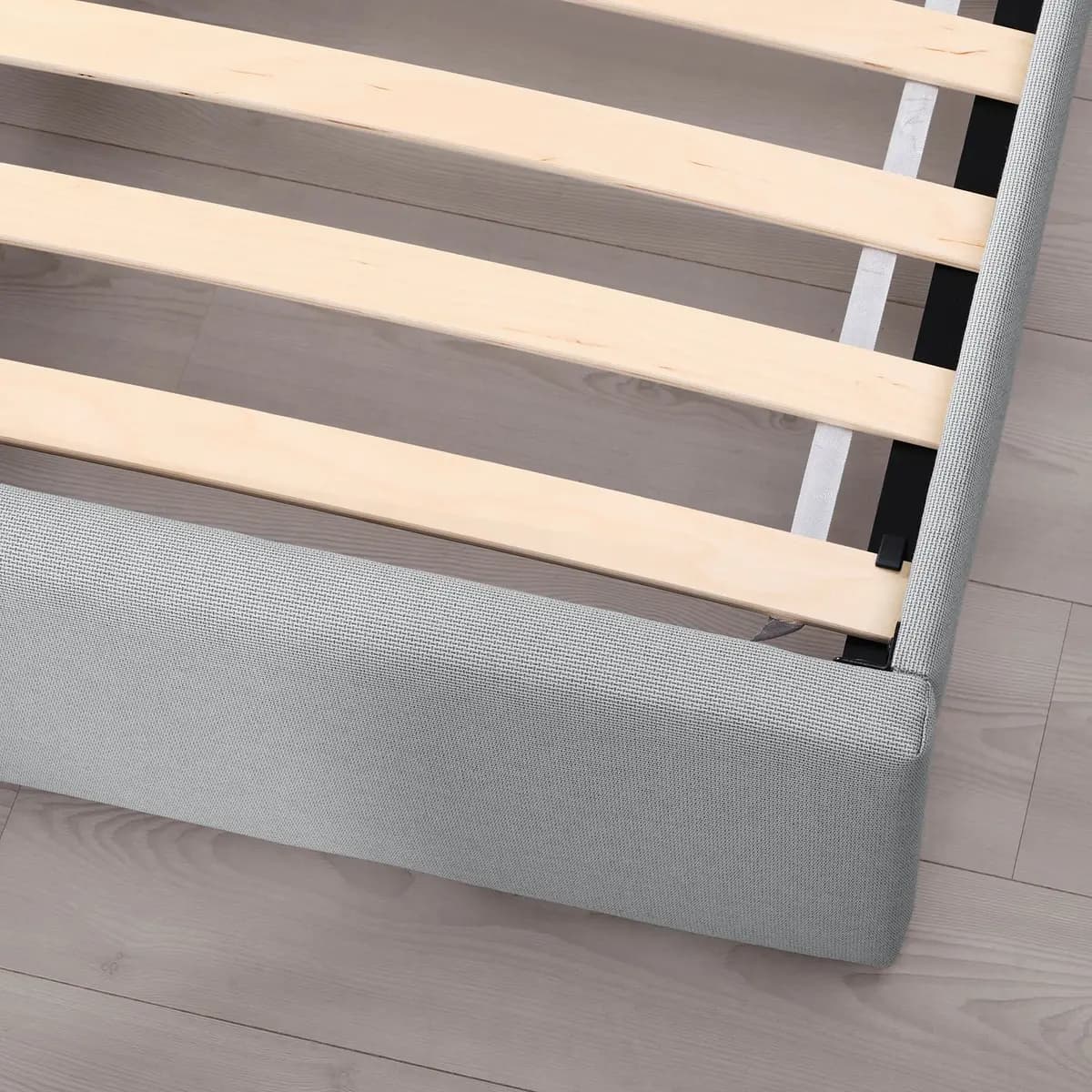 IKEA GLADSTAD Upholstered bed frame, Kabusa light gray [Width 41 ", Length 79 1/2 ", Footboard height 13 "]