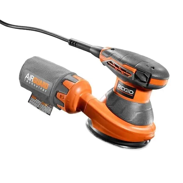 RIDGID 3 Amp Corded 5 in. Random Orbital Sander with AIRGUARD Technology, R26011 [Amperage (A): 3 A, Color Family: Orange, Cord Length (ft.): 6]